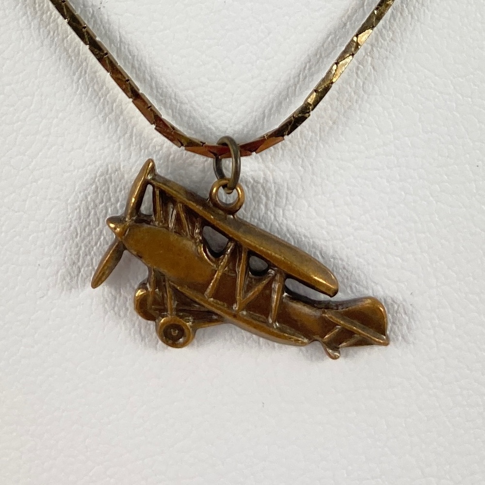 Airplane Pendant Necklace, Handmade,  WW1 BiPlane Pendant Vintage Look
